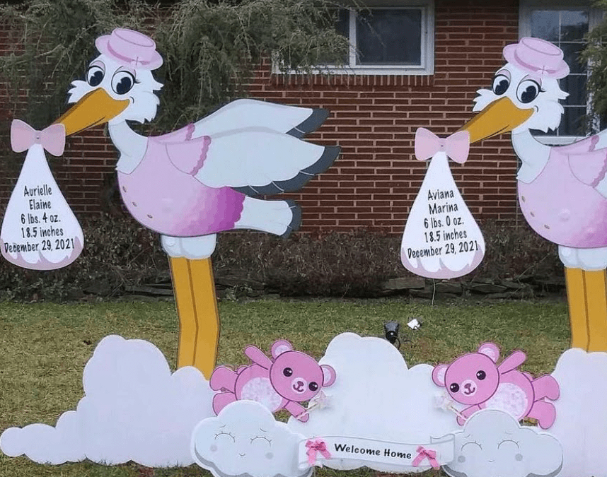 Stork Sign Rentals with baby bears
