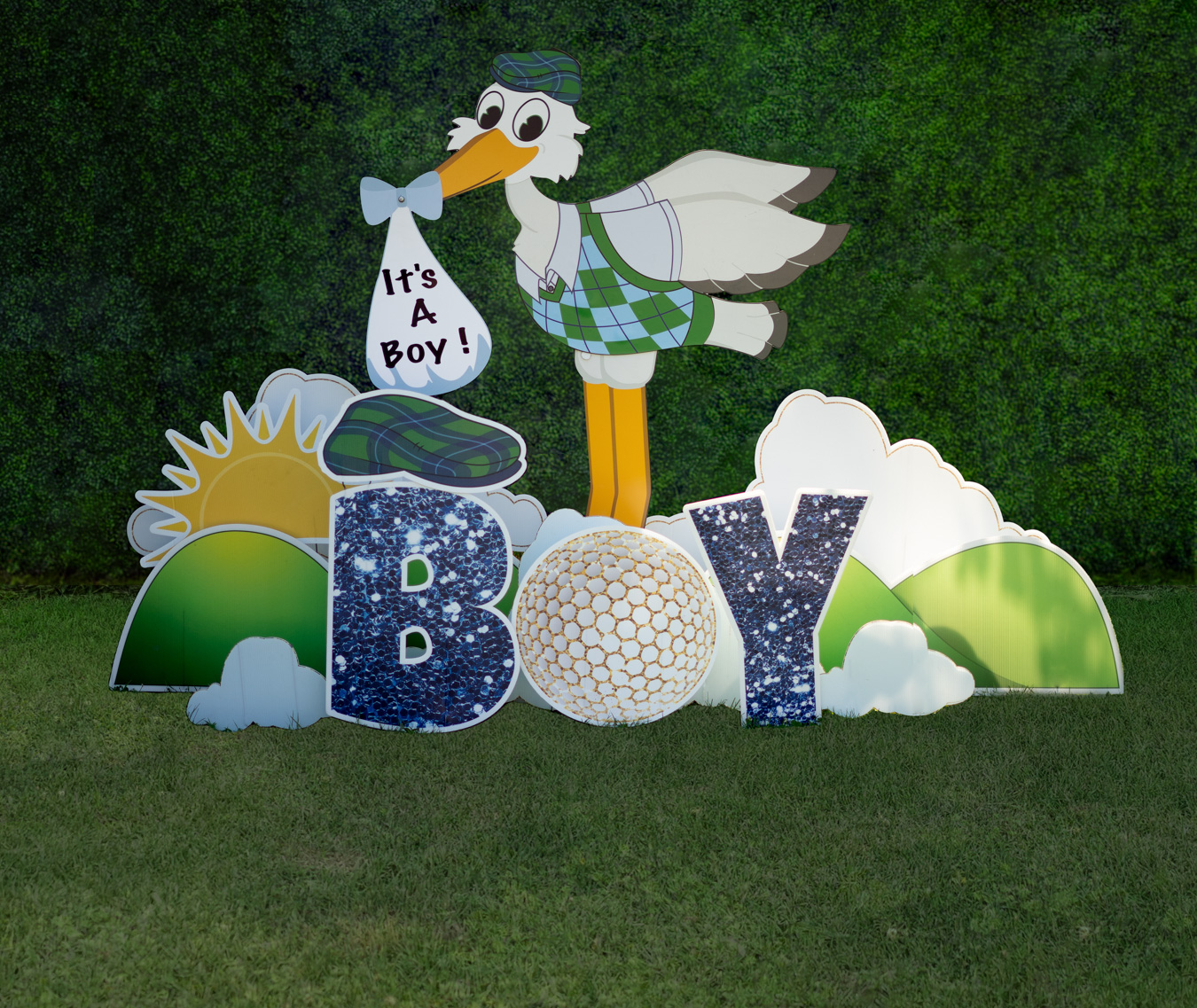 Golf Themed Stork Lawn Sign Rental for Baby Boy