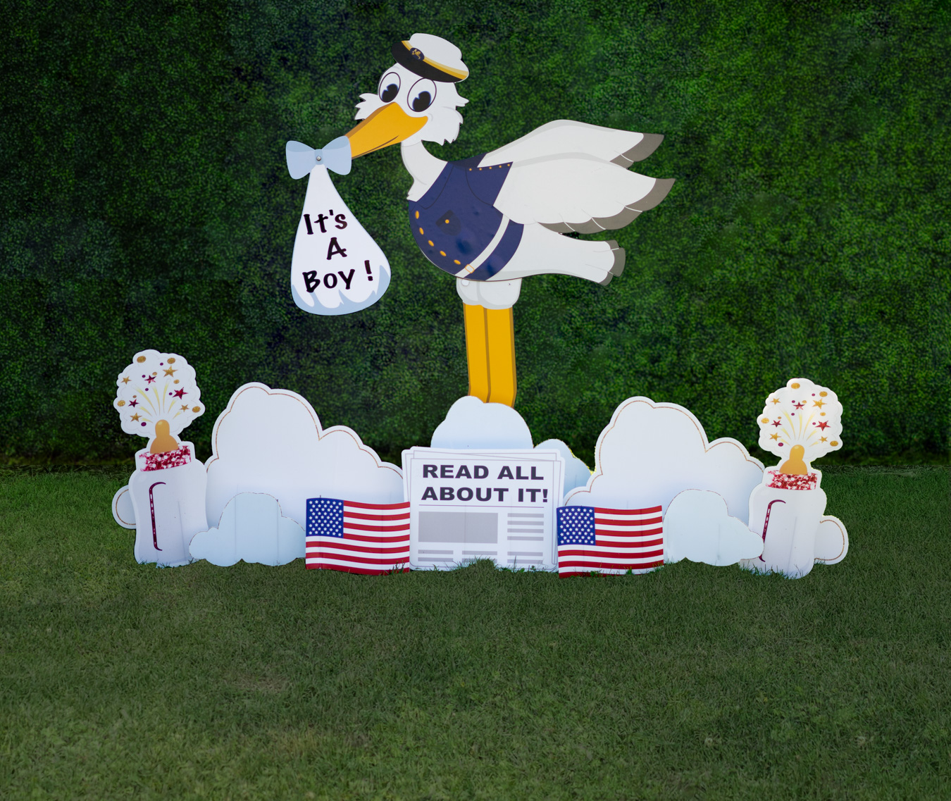 USA themed Baby Boy Stork Yard Sign 
