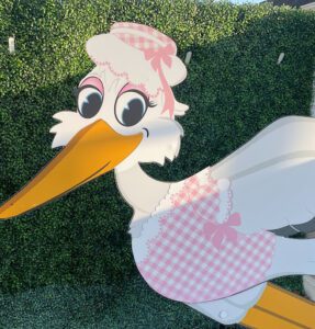 striped old fashion female stork sign