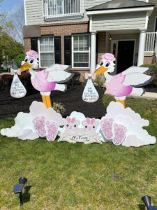Twin Stork Yard Sign for baby girls