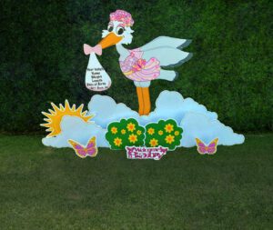 Girl Stork Lawn Sign with Decor