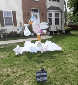 2-in-1 baby boy and girl stork sign rental