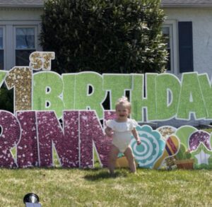 Happy Baby with Lawn Sign